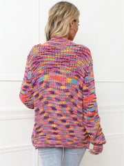Prismatic knit button-down cardigan in multicolor with a relaxed fit and long sleeves.