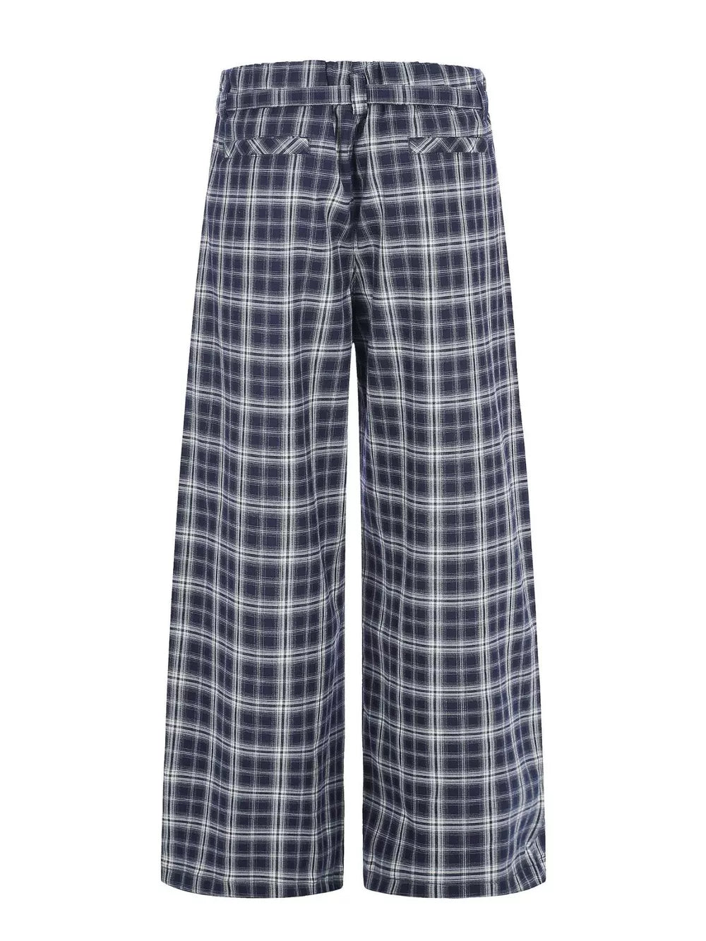Men S Plaid Wide-leg Pants in Blue, close-up detail