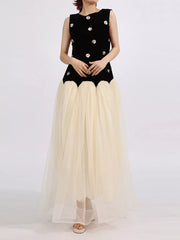 Floral Embellished Tulle Maxi Gown
