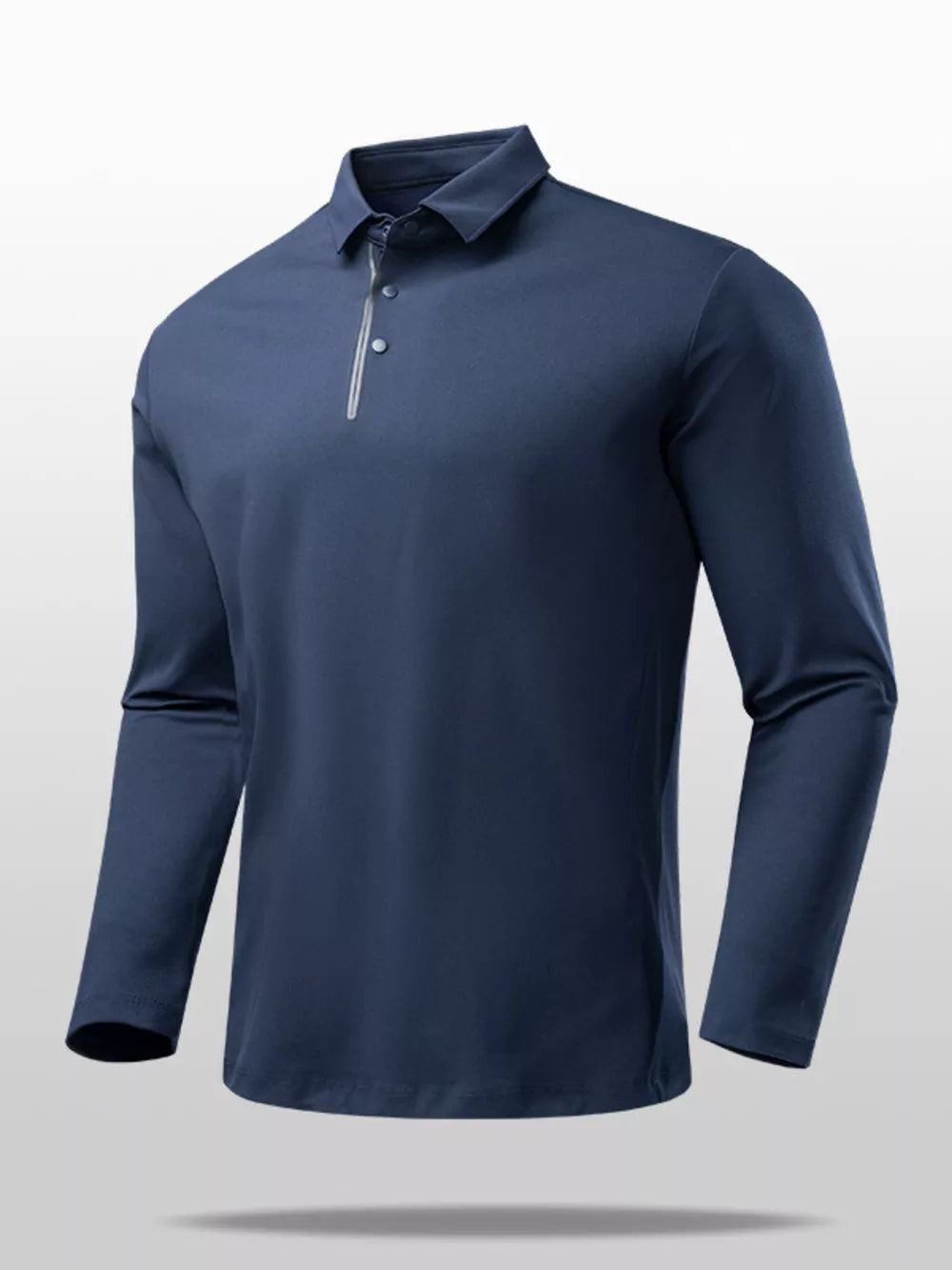 Navy long sleeve polo shirt with quarter zip and classic fit