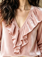 V-neck Long-sleeve Top in Sky Blue, view 11