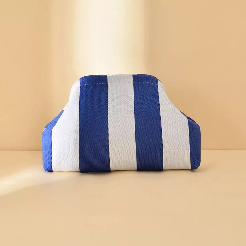 Striped Portable Medium Clutch Bag, front view