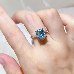 5 Carat 925 Sterling Silver Ring in Pastel Blue, side view