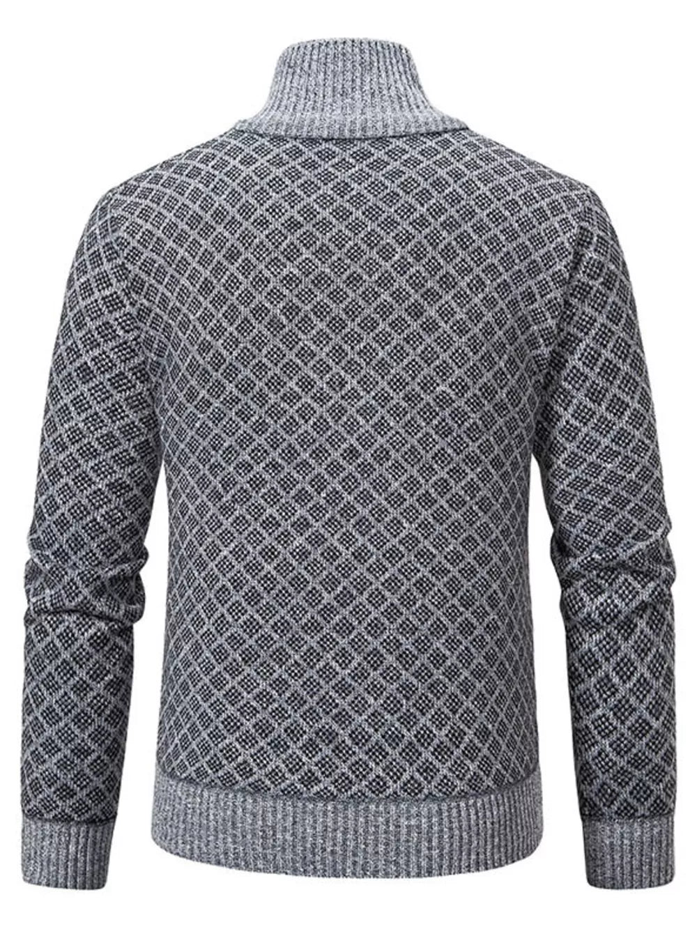 Men's Plus Size Textured Zip-up Cardigan in Black, fit detail