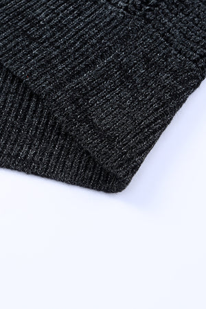Textured acrylic open cardigan in Black Forest, showing ribbed knit detail.