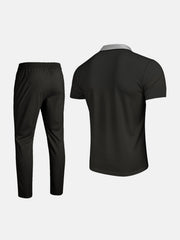 Men's Short Sleeve Polo And Pants Set Plus Size in Blue, product detail