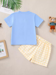 Children's Puppy Round Neck Tee And Shorts Set, alternate angle
