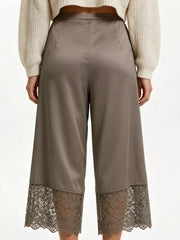 Lace Trim Wide-leg Cropped Pants