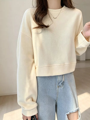 Crew Neck Drop Shoulder Sweatshirt, model styling view