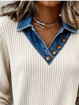 95%Acrylic, 5%spandex Care instructions: Machine wash cold pullover sweater in denim blue with regular silhouette
