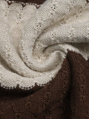 Striped V-neck Knit Top in Coffee Brown, view 12