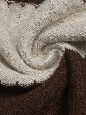 Striped V-neck Knit Top in Coffee Brown, view 12