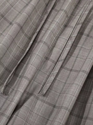 Men's Plaid Wide-leg Pants in Gray, model styling view