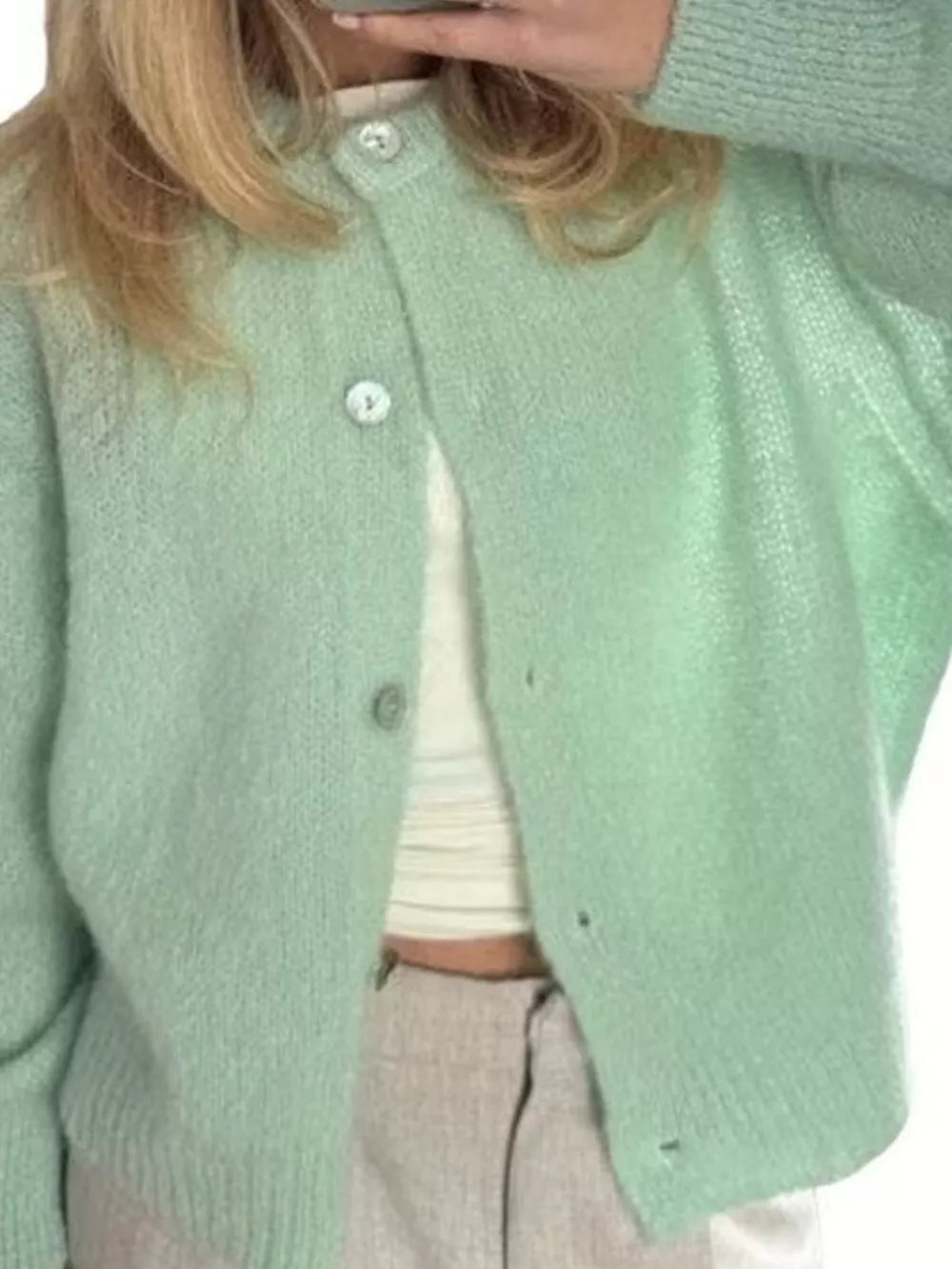 Ribbed Long-sleeve Top in Pink, product detail