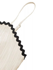 Cream cami dress with black scalloped contrast trim detail and textured fabric.