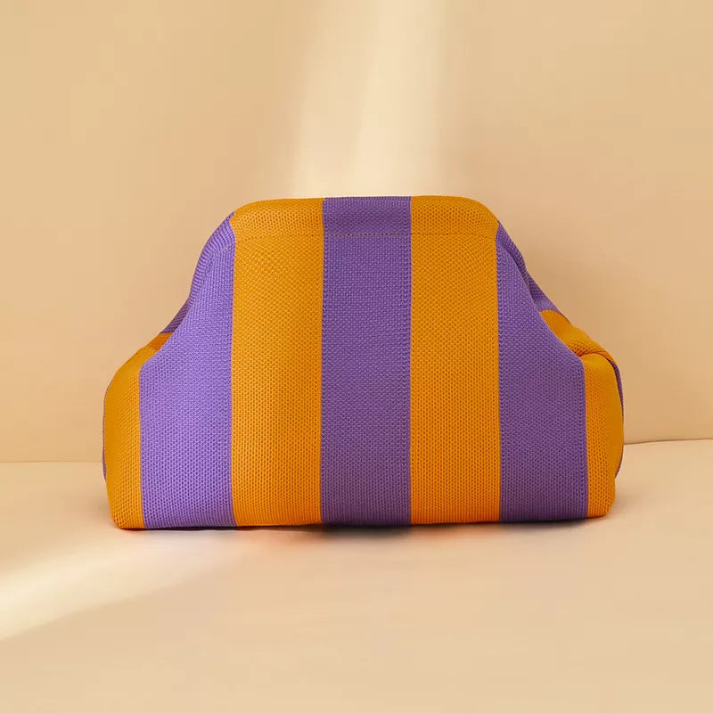 Striped Portable Medium Clutch Bag, model styling view