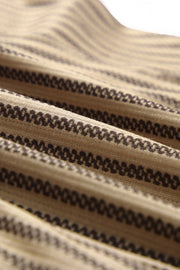 Khaki textured stripe cap sleeve top with a soft knit fabric.