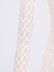 White lace maxi dress with mock neck and chevron pattern detail