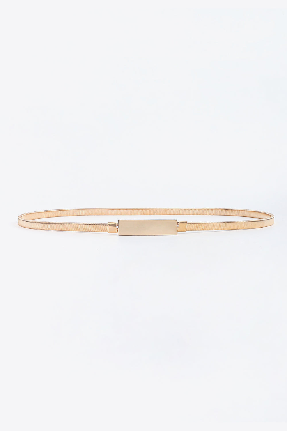 Slimline gold-tone metal waist belt with rectangular buckle