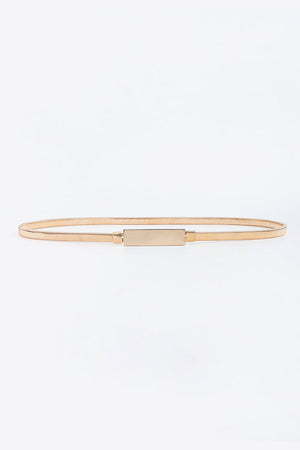 Slimline gold-tone metal waist belt with rectangular buckle