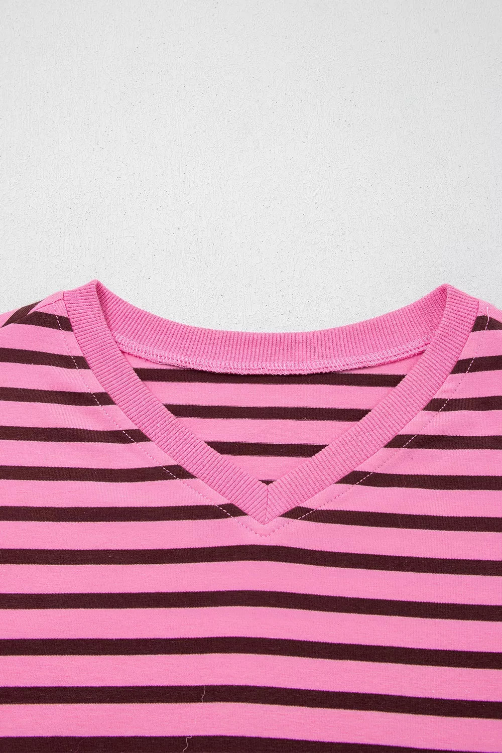 Stripe V Neck Drop Shoulder Long Sleeve Shirt, editorial view