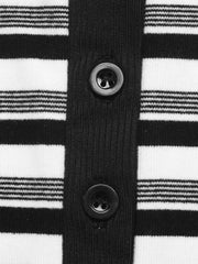 Striped Polo Collar Midi Dress in Black, editorial view