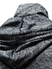 Men's marled light gray hooded t-shirt with cowl neck detail