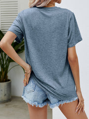 Misty Blue Mama Bunny graphic tee, short sleeves, crew neck, casual maternity top.