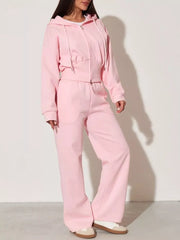 Zip-up Hoodie And Wide-leg Pants Set, editorial view