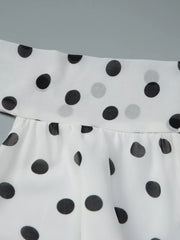 White polka dot halter neck mini dress with ruched detail