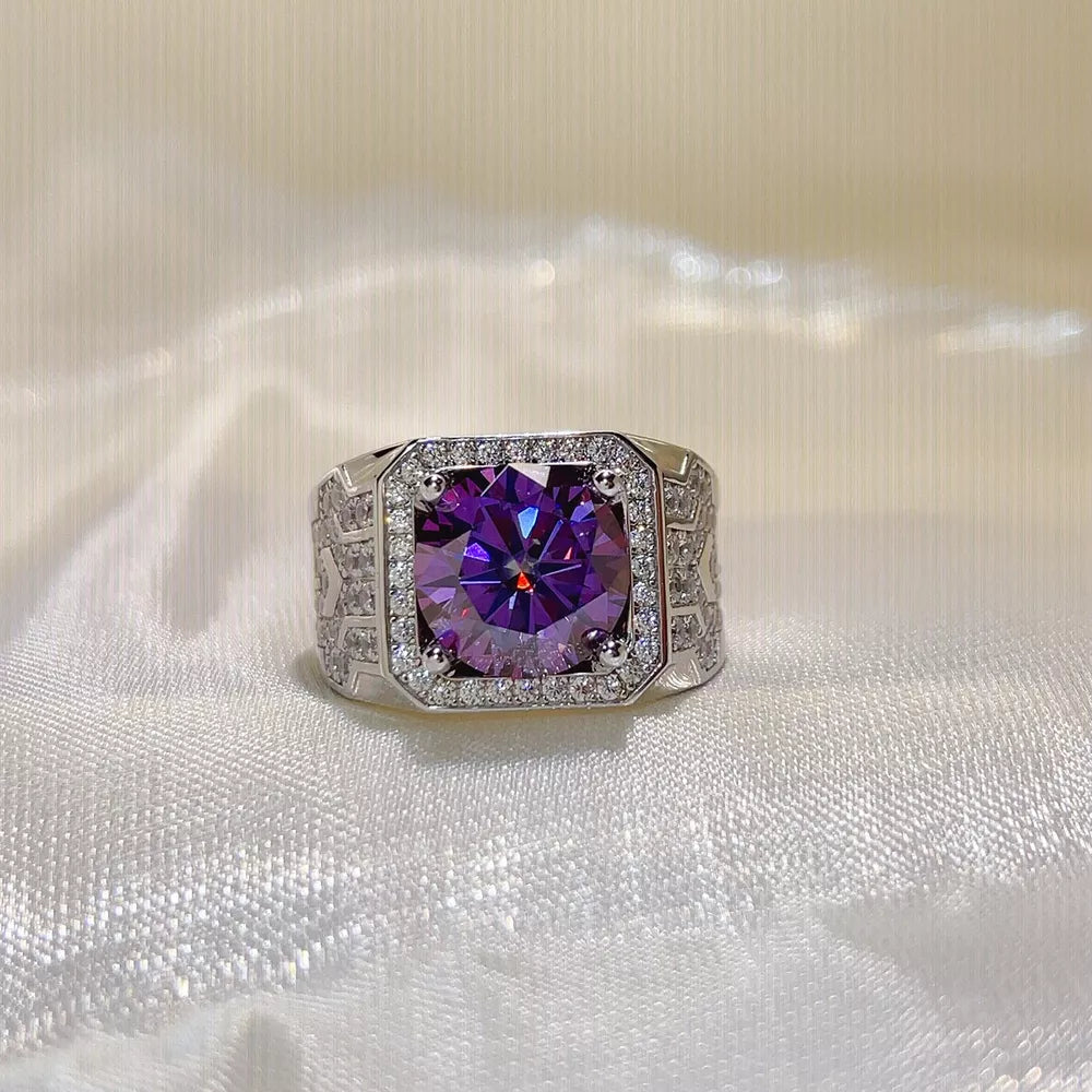 0.3 Carat 925 Sterling Silver Geometric Ring, front view