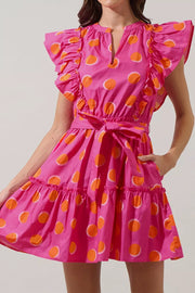 Ruffle Sleeve Polka Dot Mini Dress, front view