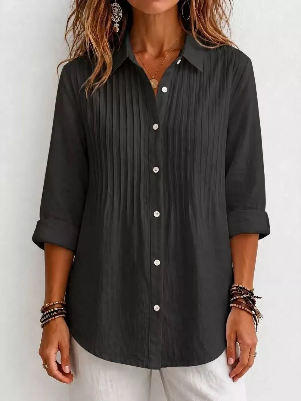 Men's Plus Size Long Sleeve Button-up Shirt, close-up detail