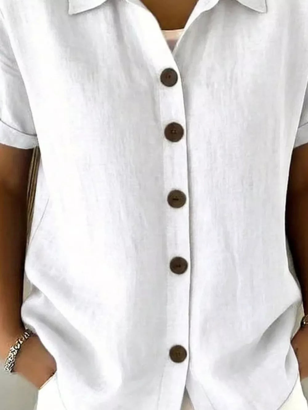 Full Size Button Up Short Sleeve Shirt in Army Green, back view