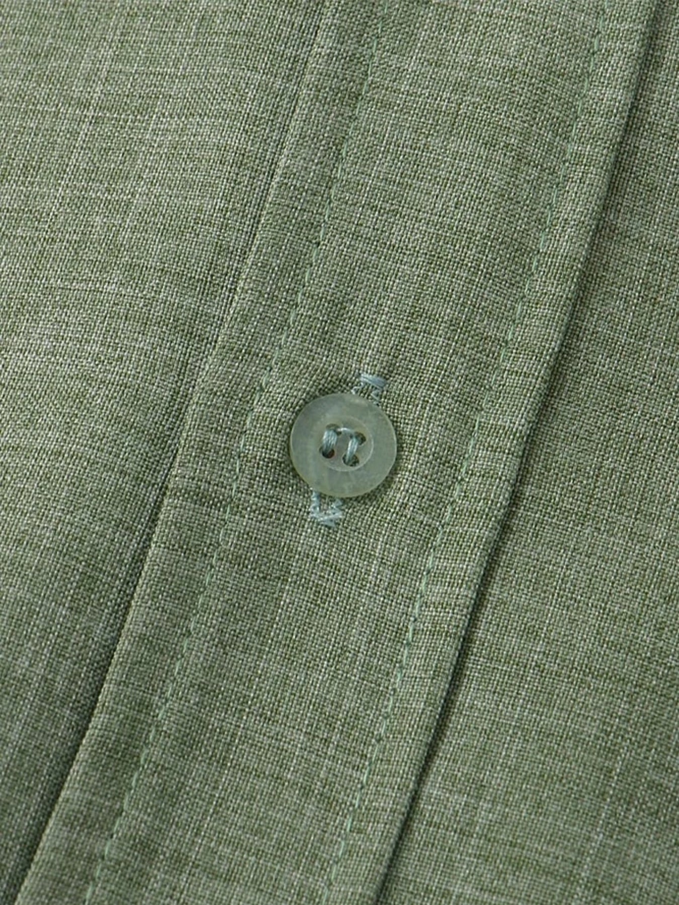 Textured band collar casual shirt in army green with a button detail.