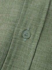 Textured band collar casual shirt in army green with a button detail.
