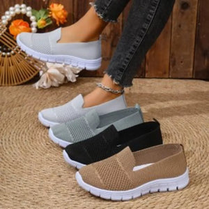 Round Toe Flats Slip-ons in Black, front view
