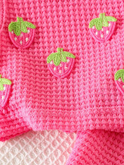 Children's Strawberry Tank And Shorts Set in Pink, model styling view