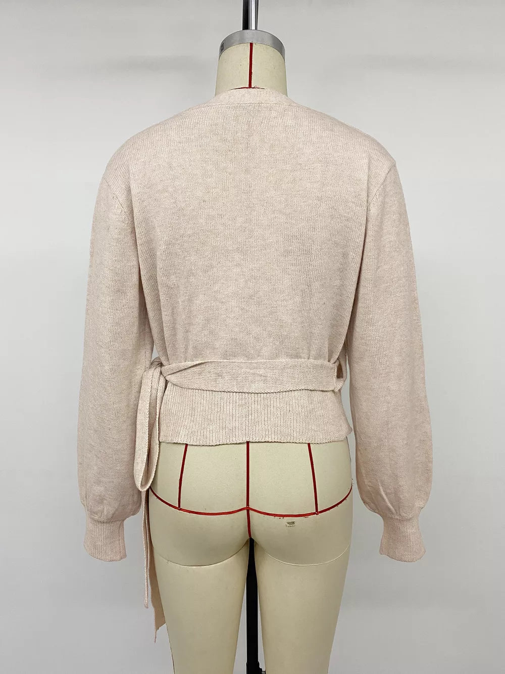Tied Surplice Long Sleeve Sweater, close-up detail