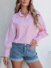 Effortlessly Chic Smocked Cuff Button Shirt