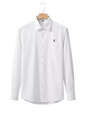 Men's Slim Fit Button Up Shirt Plus Size in Black, fabric detail