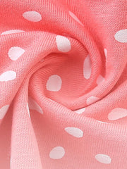 Pink polka dot cotton baby dress with ruffled sleeves