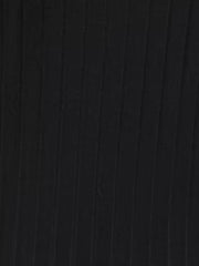Black ribbed knit hoodie dress detail showing vertical texture
