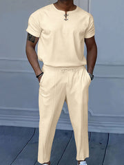 Men's Casual Short-sleeve Lounge Set Plus Size, model styling view