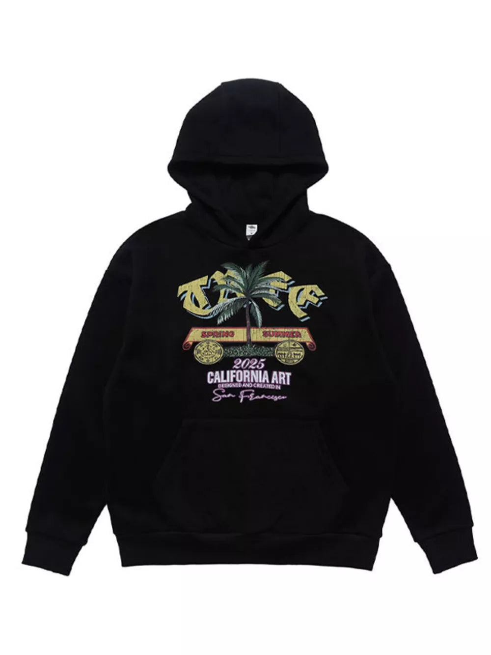 Men's Graphic Kangaroo Pocket Hoodie in White, side view