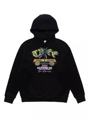 Men's Graphic Kangaroo Pocket Hoodie in White, side view