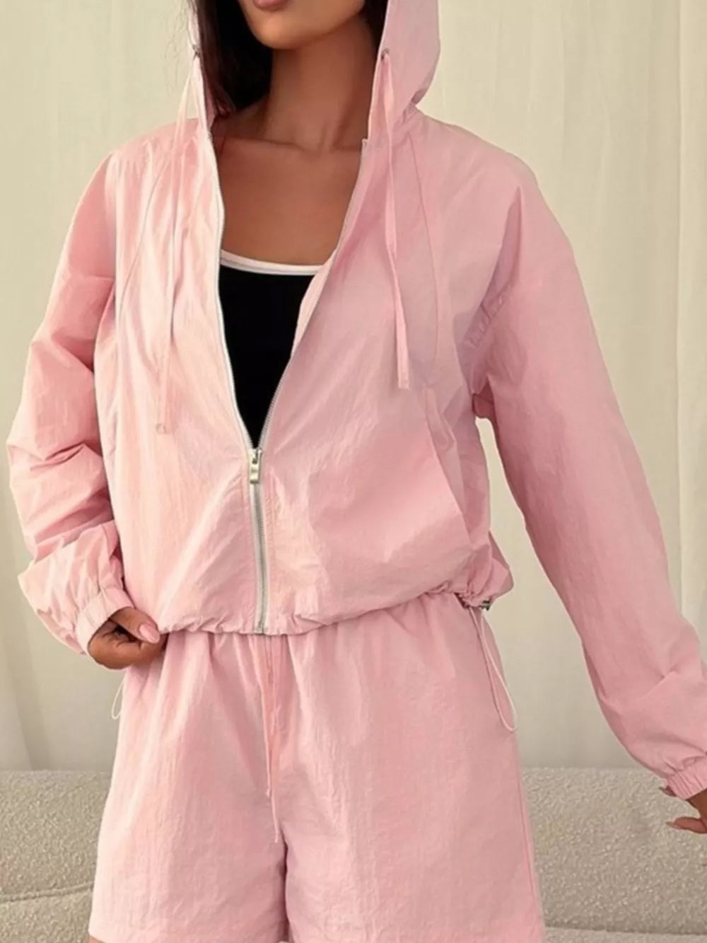 Lightweight Hooded Jacket And Shorts Set, editorial view