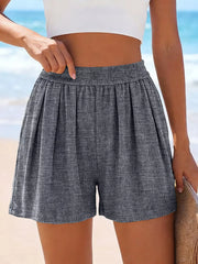 High-waisted Ribbed Shorts, model styling view