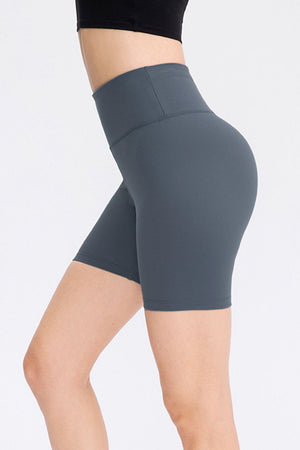 Dark Gray Cloudwash Sculpting Bike Shorts with high waist and seamless design.