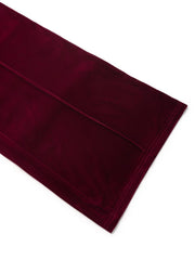 Burgundy velvet palazzo trousers with seam detail and wide leg
